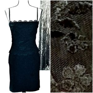 Vintage AMAZING Sleeveless Lace Fitted Dress Black Size M